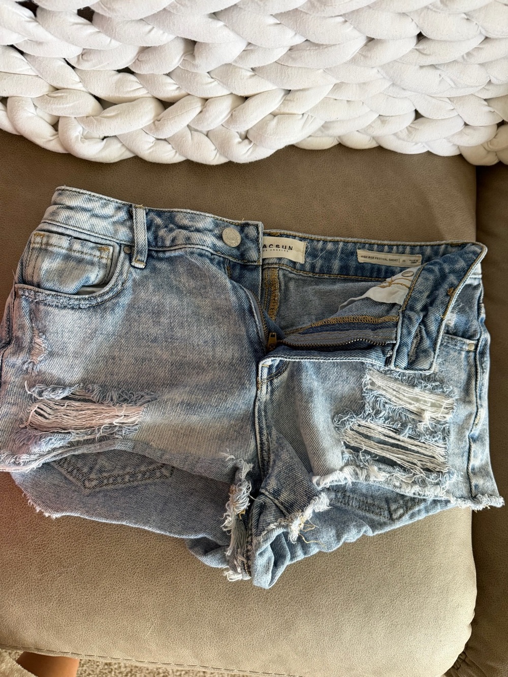 PacSun Light Blue Distressed Denim Shorts